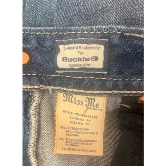 Miss Me sz‎ 31 Easy Boot Rhinestone embellished Fleur De Lis Jeans - Picture 13 of 14